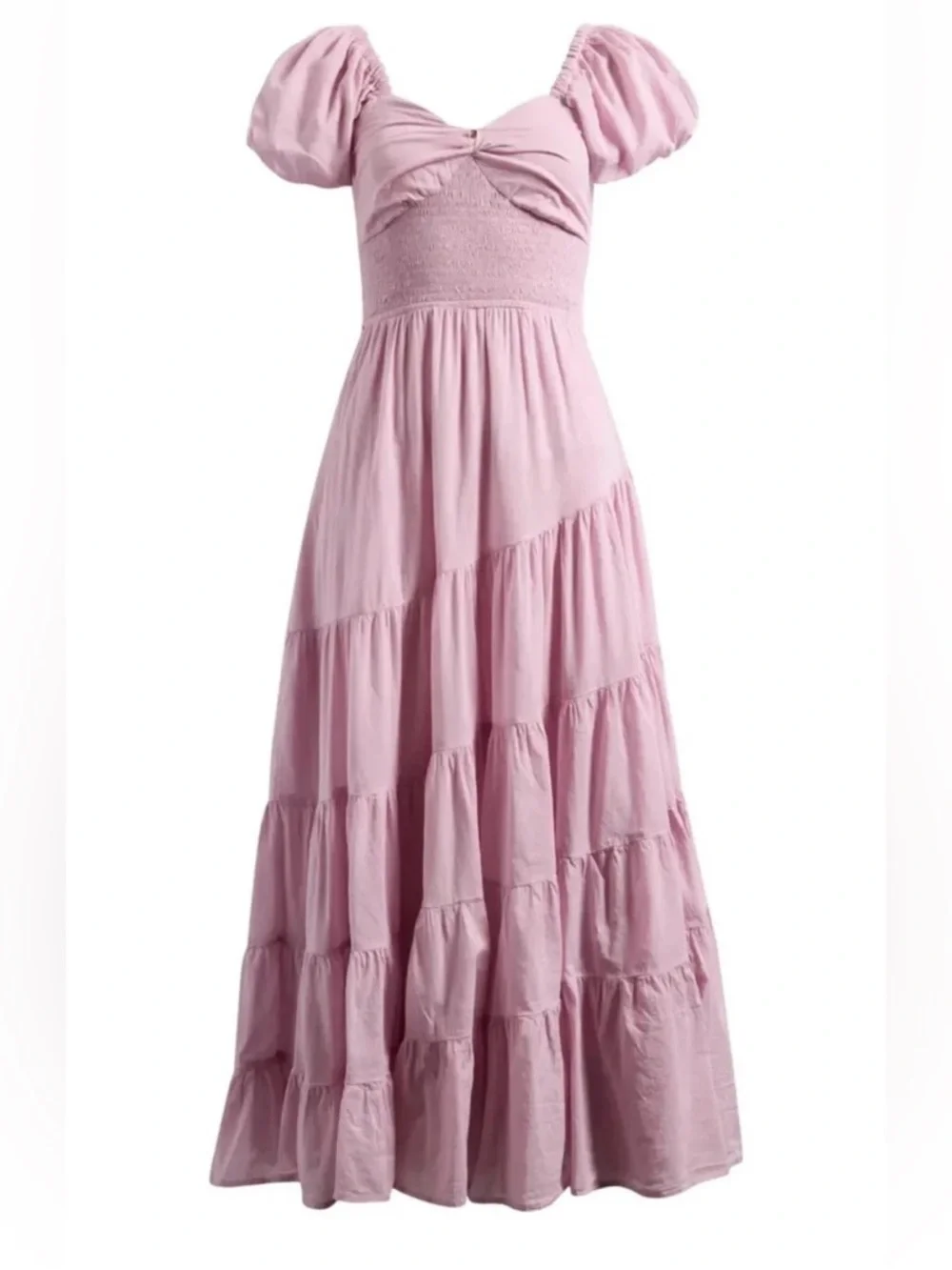 Free People Sundrenched Short Sleeve Maxi Dress in Dawn Pink XS